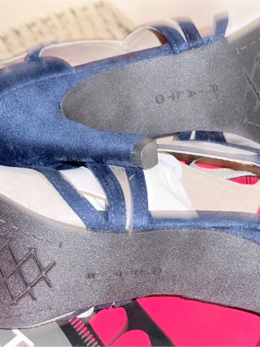 Rialto Navy and Gray Crisscross Suede Heels BRAND NEW SZ9